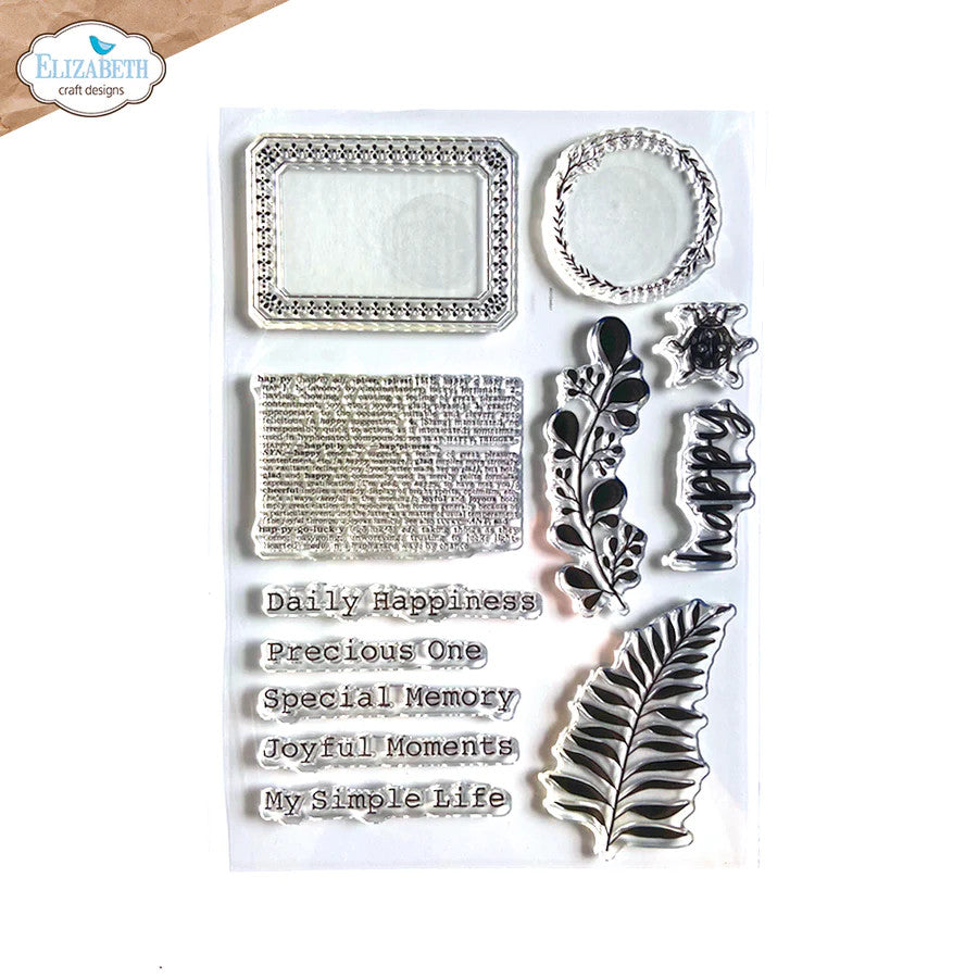 Elizabeth Craft Designs Juego de sellos felices con elementos cotidianos